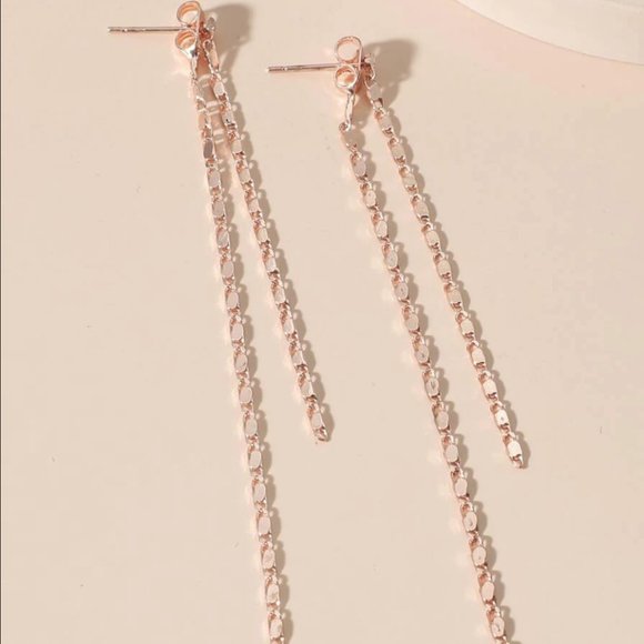 Rose Gold Chain Drop Earrings - Picture 3 of 3